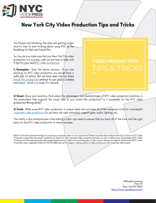 New York City Video Production Tips and Tricks