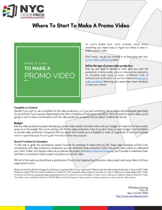 Where To Start To Make A Promo Video