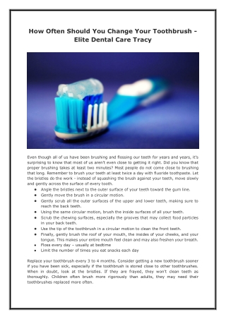 How Often Should You Change Your Toothbrush - Elite Dental Care Tracy