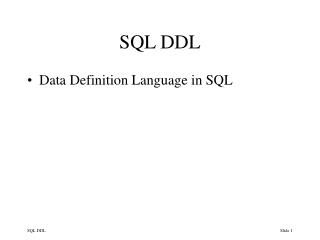 SQL DDL