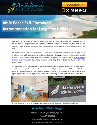 Airlie Beach Self-Contained Accommodation for Long Stay Holidays