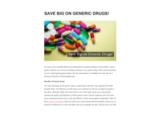 SAVE BIG ON GENERIC DRUGS