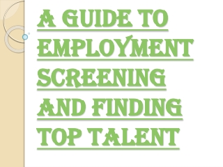 Employment Screening and Nullifying Potential Risks