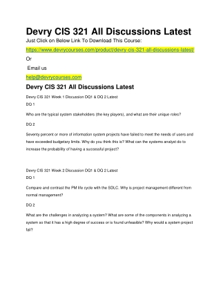 Devry CIS 321 All Discussions Latest