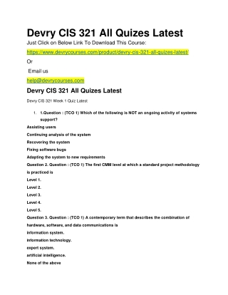 Devry CIS 321 All Quizes Latest