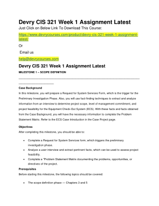 Devry CIS 321 Week 1 Assignment Latest