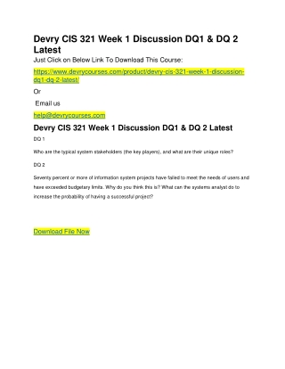 Devry CIS 321 Week 1 Discussion DQ1 & DQ 2 Latest