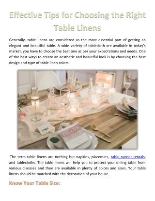 Effective Tips for Choosing the Right Table Linens