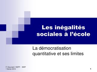 Les inégalités sociales à l’école
