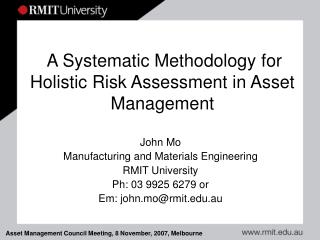 A Systematic Methodology for Holistic Risk Assessment in Asset Management