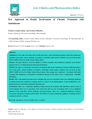 New Approach in Ocular Involvement of Chronic Treatment with Amiodarone