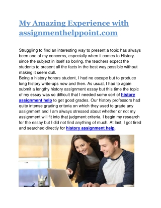 My Amazing Experience with assignmenthelppoint.com