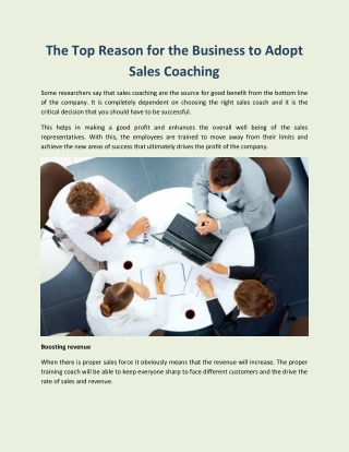 The Top Reason for the Business to Adopt Sales Coaching