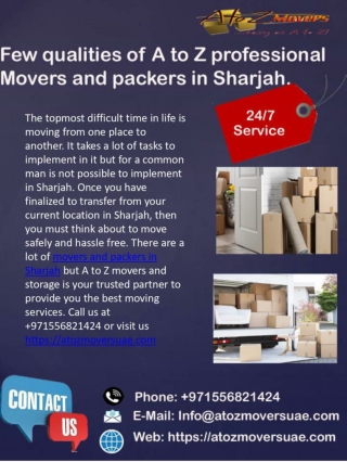 Few qualities to hire a professional movers and packers in Sharjah
