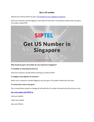 Get a US number for your Singapore business-SIPTEL