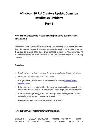 Windows 10 Creators Update Common Installation Problems