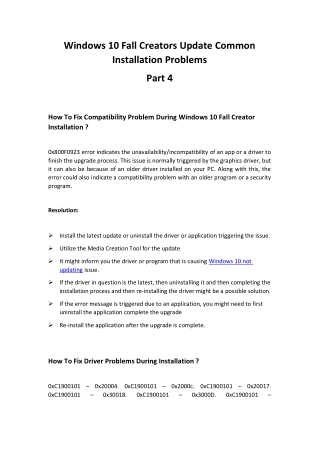 Windows 10 Creators Update Common Installation Problems