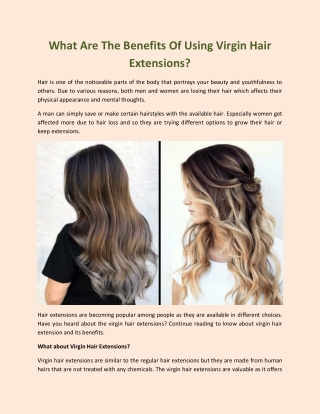 What Are The Benefits Of Using Virgin Hair Extensions?