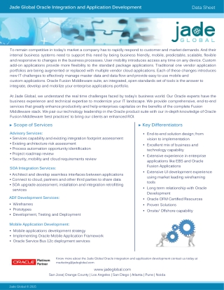 Jade Global Oracle Integration and Application Development