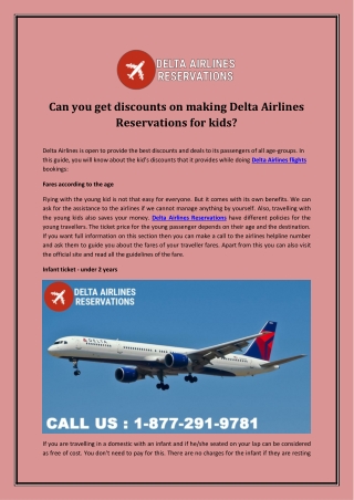 Can you get discounts on making Delta Airlines Reservations for kids