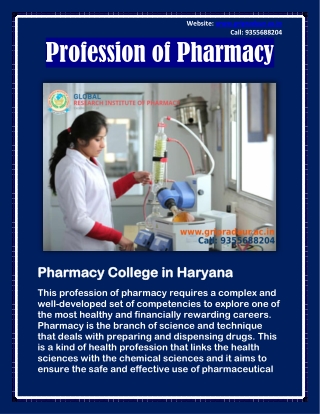 Profession of Pharmacy - Top Pharmacy Colleges in Haryana