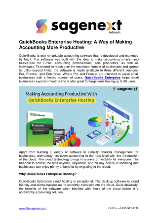 QuickBooks Enterprise Hosting: A Way of Making Accounting More Productive