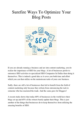 Surefire Ways To Optimize Your Blog Posts