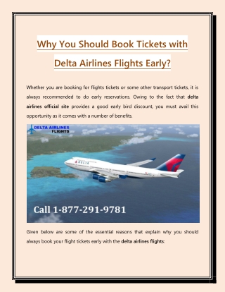 Why You Should Book Tickets with Delta Airlines Flights Early?