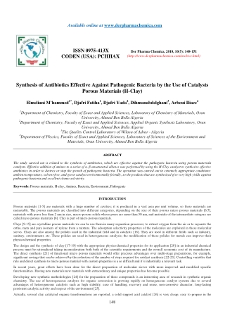 Synthesis of Antibiotics Effective Against Pathogenic Bacteria by the Use of Catalysts Porous Materials (H-Clay)