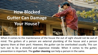 How Blocked Gutter Can Damage Your House?