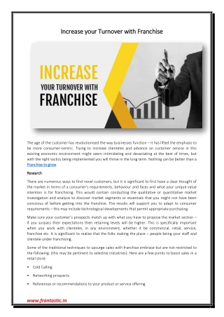 Increase your Turnover with Franchise