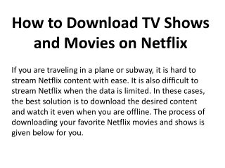 How to Download TV Shows and Movies on Netflix