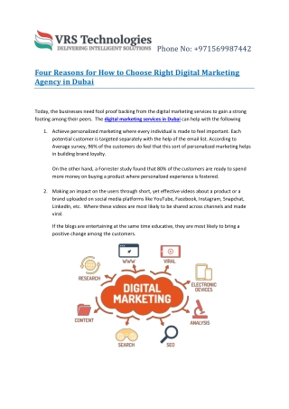 4 Trending Reasons to choose Digital marketing agency Dubai.