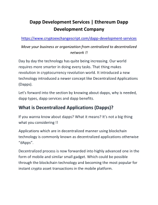 DApp Development Services | Ethereum Dapp Development Company