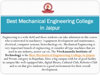 Best Mechanical Engineering College in Jaipur