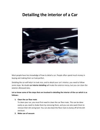 Detailing the interior of a Car