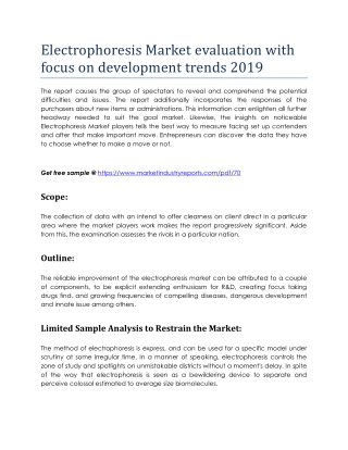 Electrophoresis Market evaluation with focus on development trends 2019