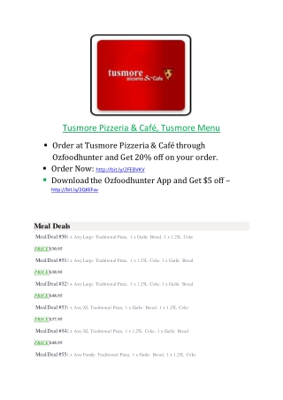 35% Off -Tusmore Pizzeria & Cafe-Tusmore - Order Food Online