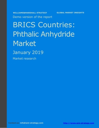 WMStrategy Demo BRICS Countries Phthalic Anhydride Market January 2019