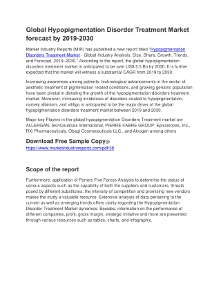 Hypopigmentation Disorder Treatment Market Reap Excessive Revenues by2030