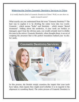 Widening the Smiles: Cosmetic Dentistry Services in Chino