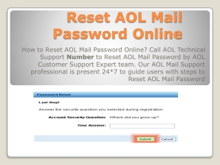 Reset change a forgotten AOL password