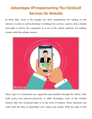 Advantages Of Implementing The Click2call Services On Website