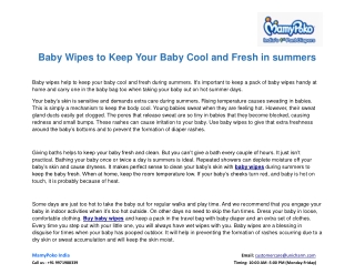 Baby Wipes to Keep Your Baby Cool and Fresh in summers