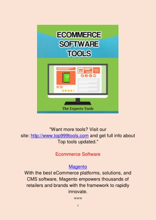 Ecommerce Software Tools