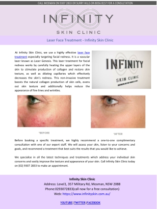 Laser Face Treatment - Infinity Skin Clinic