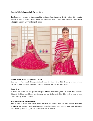 How to Style Lehengas in Different Ways