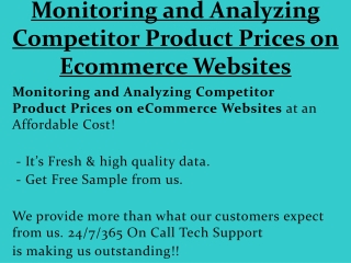 Monitoring and Analyzing Competitor Product Prices on eCommerce Websites