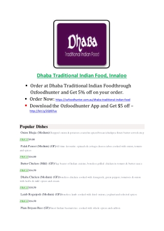 15% Off - Dhaba Traditional Indian Food-Innaloo - Order Food Online