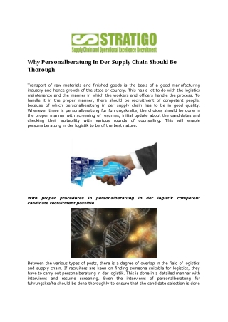 Why Personalberatung In Der Supply Chain Should Be Thorough